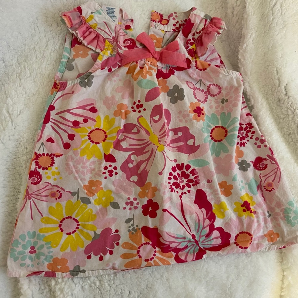 Pink floral tank top shirt toddler girl Sz 5T